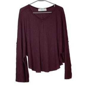 VINTAGE Havana wine colored long sleeve Henley. Size l